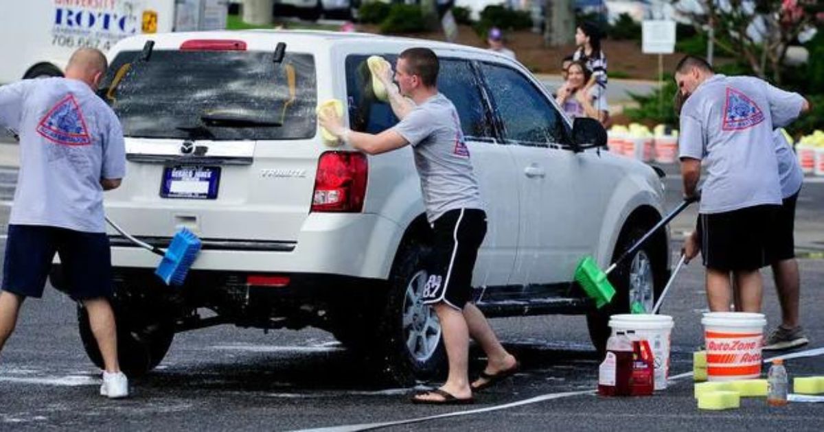 car washing student athlete fundraising