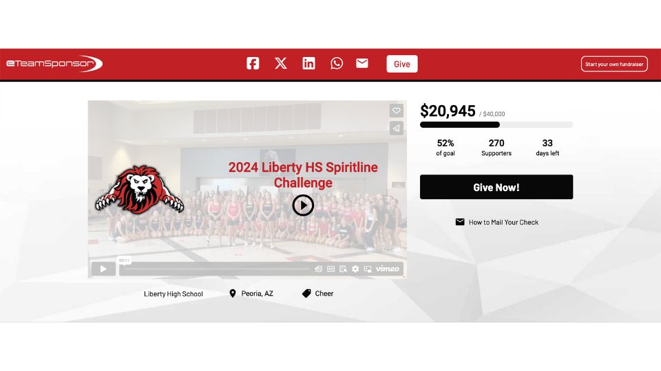 Successful Cheerleading Fundraiser High School or College eTeamSponsor